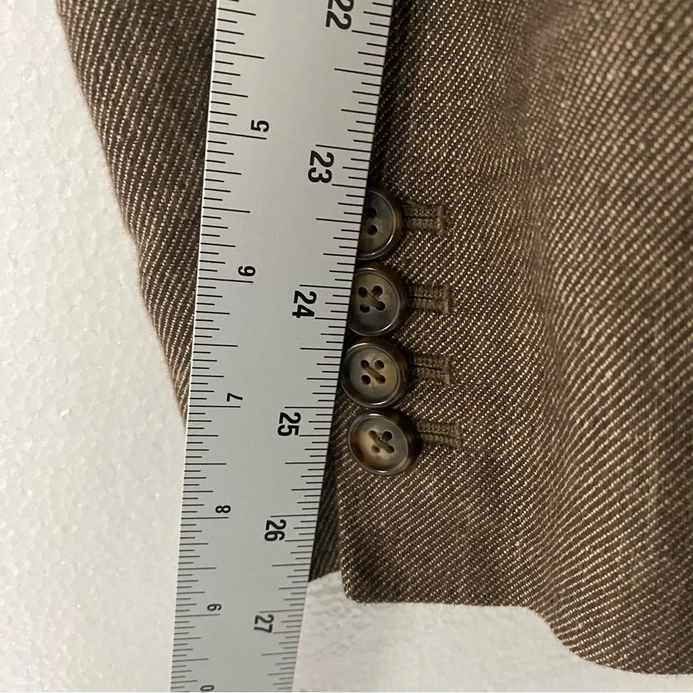 Talbots For Men Blazer Sport Jacket L Brown 100% Linen 3 Button Business Casual
